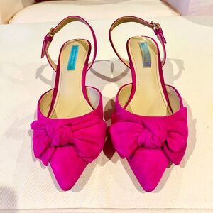 Draper James magenta suede slingback bow heels